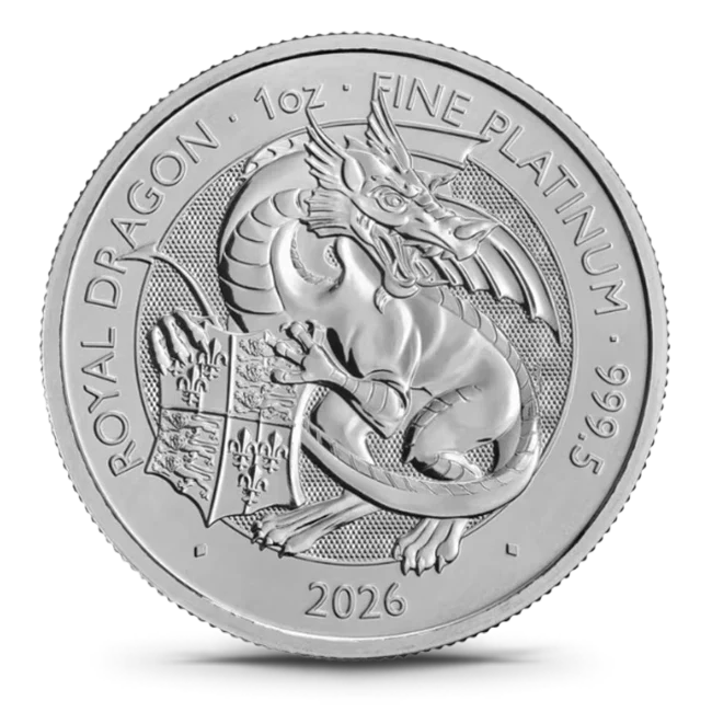 2026 1 Oz Great Britain Tudor Beasts Royal Dragon .9995 Platinum BU